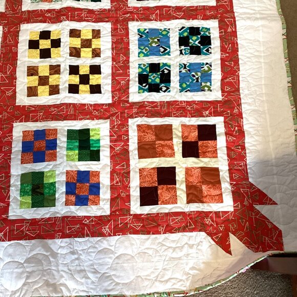 New Handmade Finished Quilted Quilt Throw Blanket Pink Minky Cotton 62"  x 51" - Picture 2 of 8